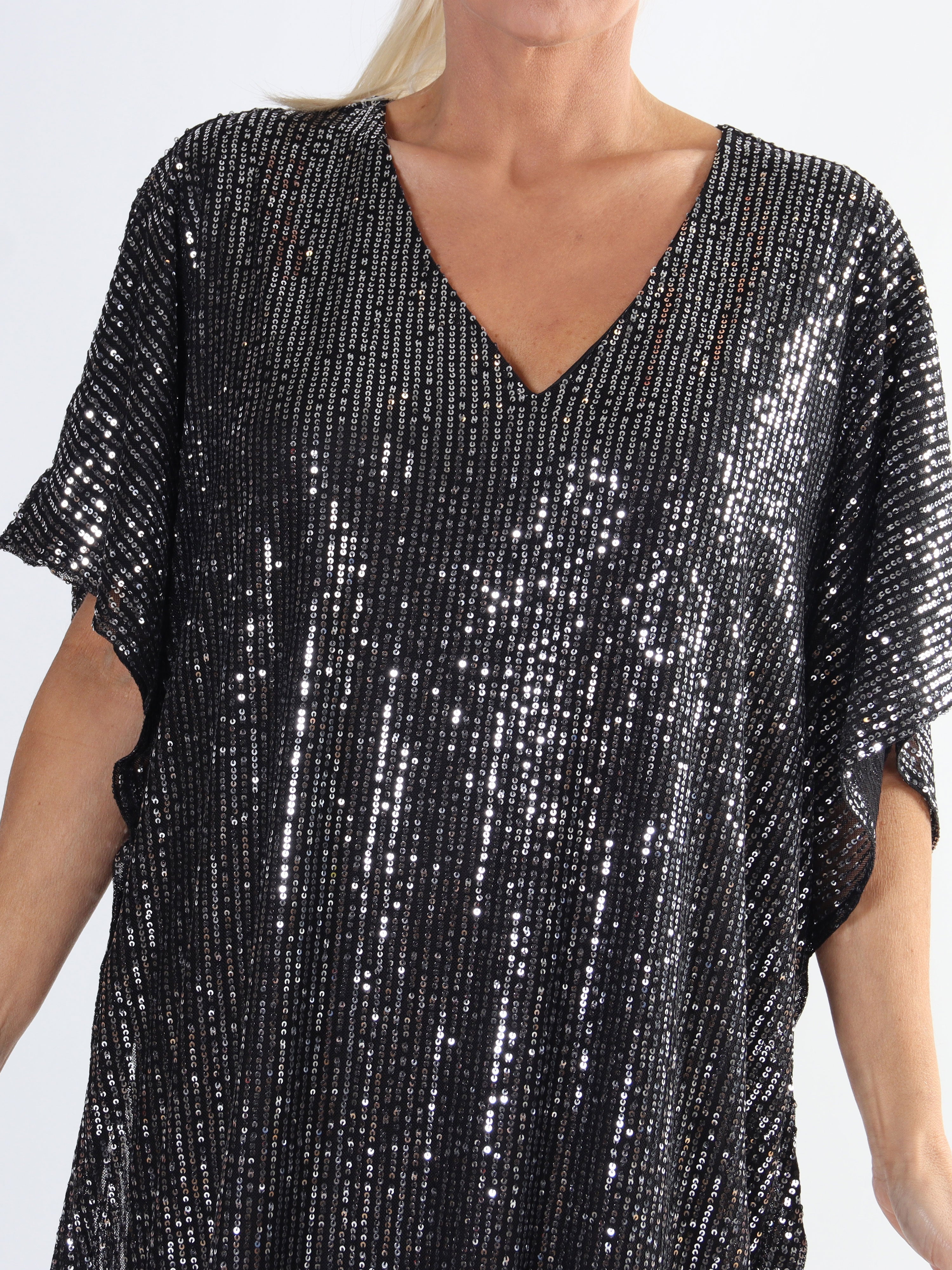 Azmina Long - Lang plus size tunika med pailletter